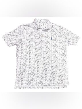 Peter Millar Summer Comfort Polo Shirt Cigar Palm Trees Querencia Golf Club Lrg